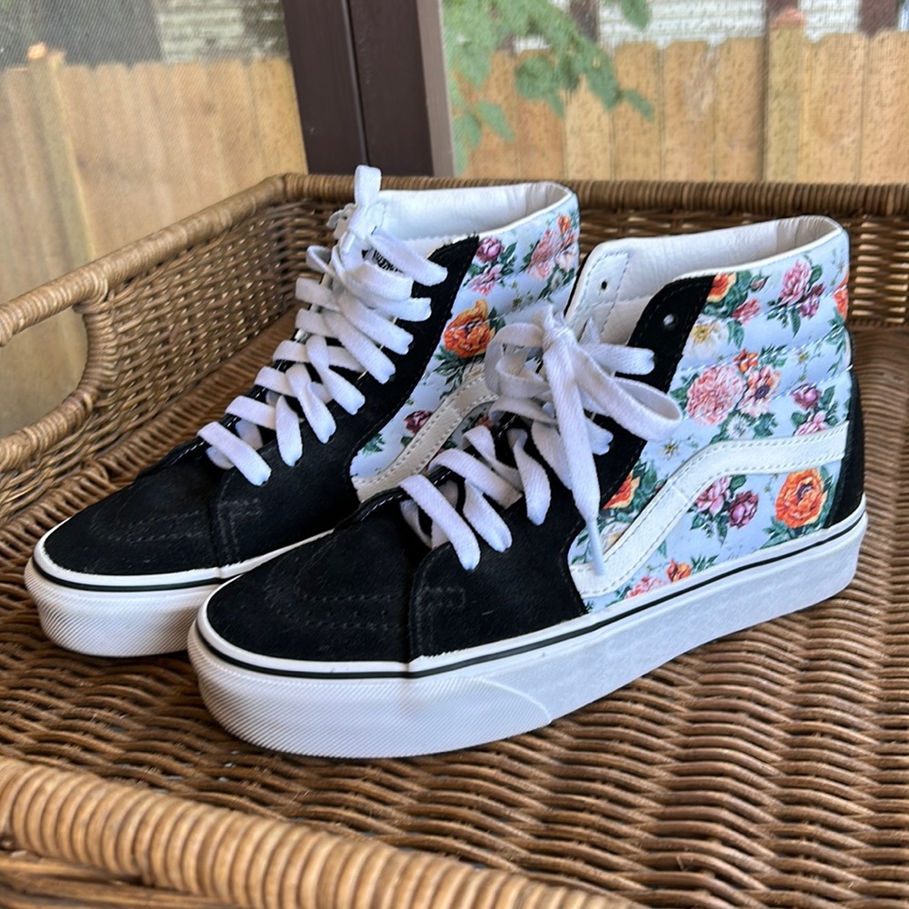 Vans floral high tops size 6